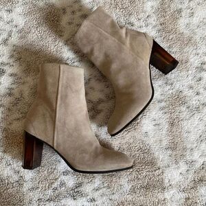 All Saints Roka Suede Block Heel Booties Tan Size 39